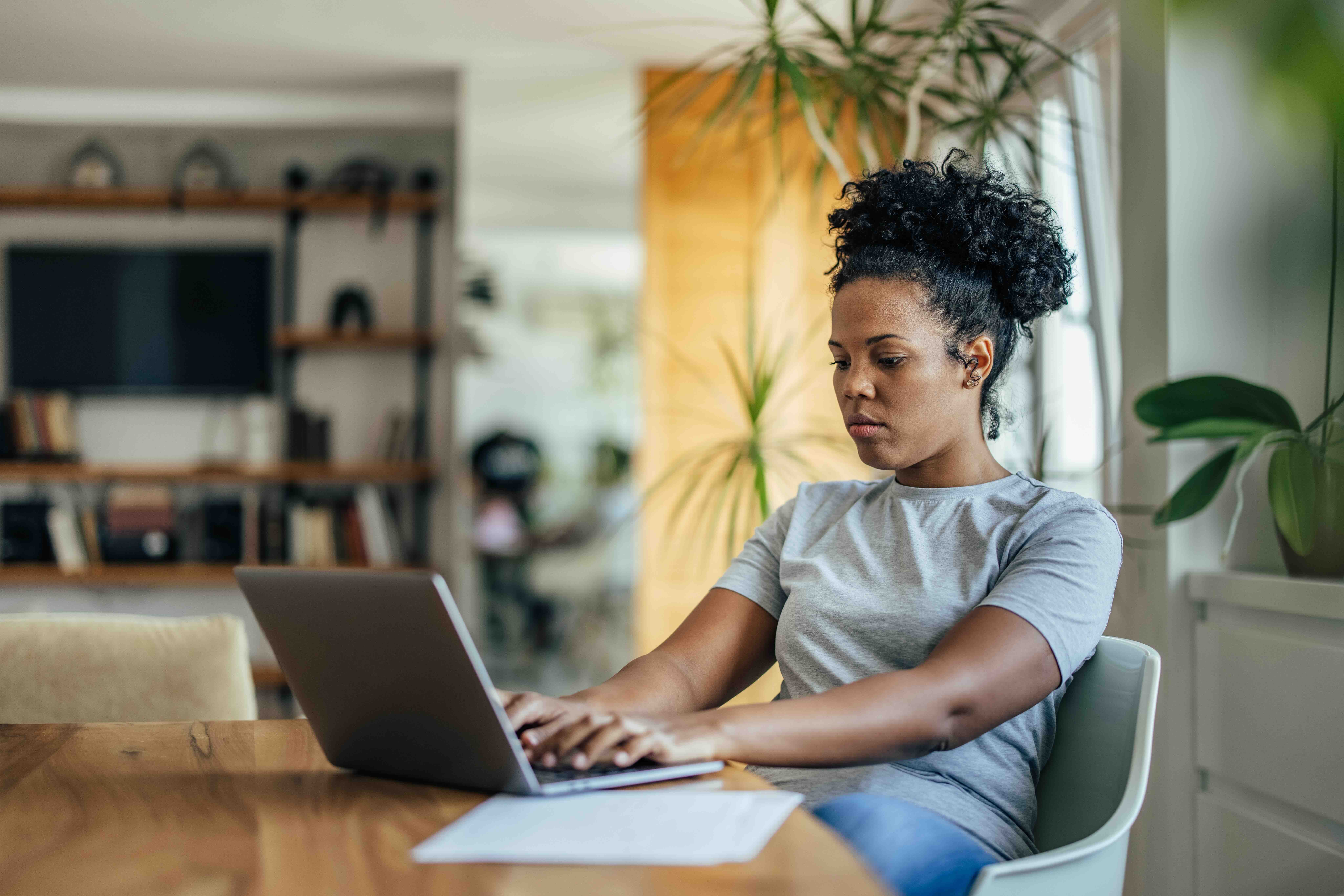 Professional working securely from a home office
